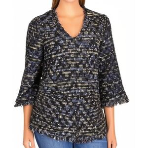 TUCKERNUCK Belfast Metallic Tweed Fringe Top